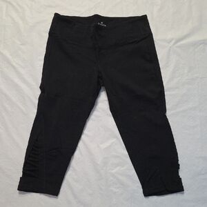 Athleta Black Capri Leggings with Side Lattice Detail
